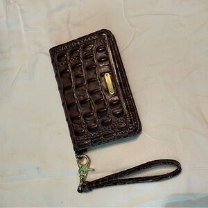Brahmin Brown Croc-Embossed Wristlet